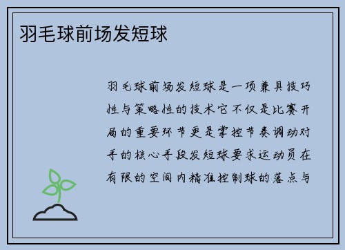 羽毛球前场发短球